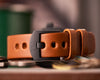 The Olsmsted Matte watch with a leather band